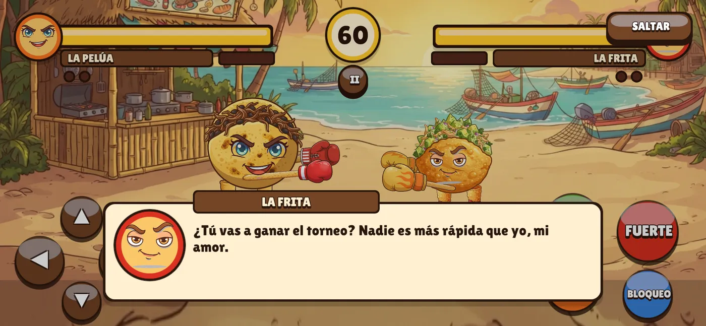 Story mode dialogue with La Frita at the beach